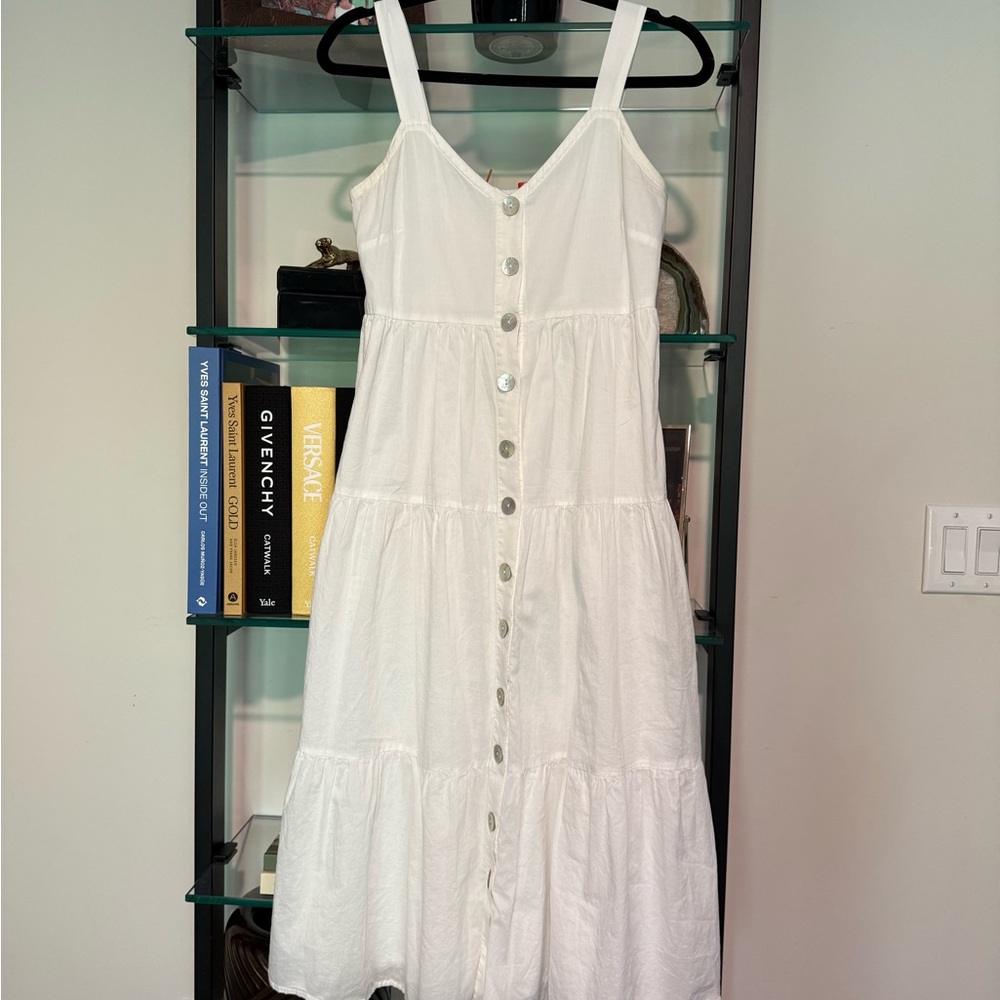 Rails White Button-Front Midi Dress D002